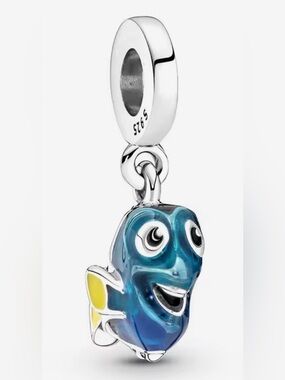 Silver & Blue Fish Disney Dangle Charm